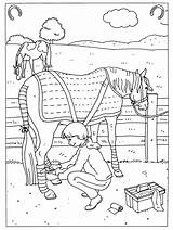 Pages Coloring Tractor Coloriage Deere John Print Horse sketch template