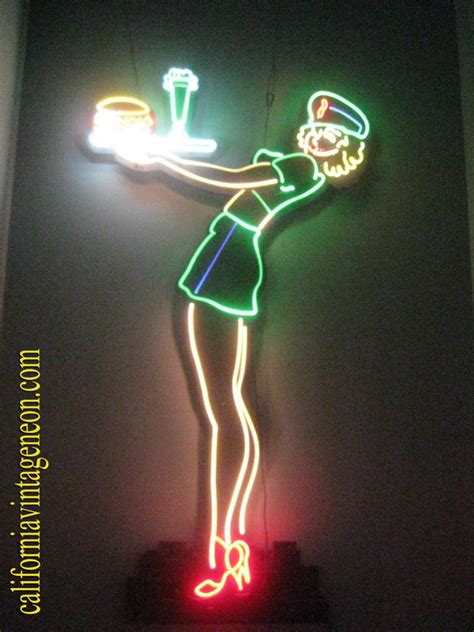 Large Vintage 50 S Style Retro Waitress Neon Sign Gorgeous Drive In