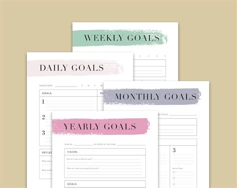 goal setting bundle yearly monthly weekly daily goal etsy australia