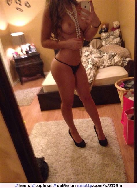 Heels Topless Selfie Mirror Selfshot Bedroom