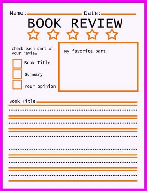 printable book review template printable world holiday