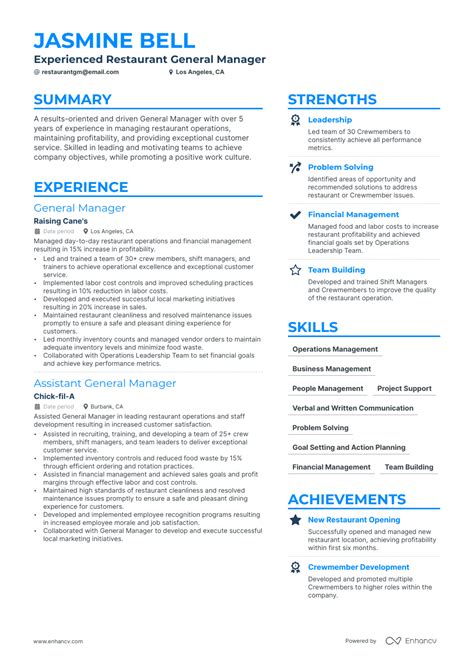 restaurant general manager resume examples guide