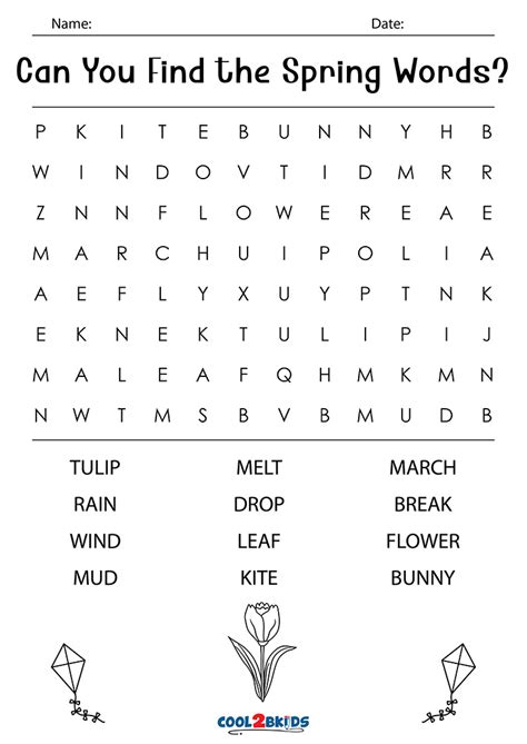 ideas  coloring printable spring word search