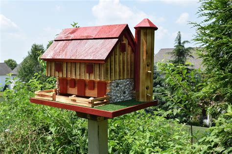 log cabin amish barn bird feeder extra large handcrafted etsy