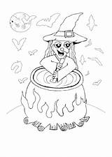 Coloring Cauldron Witch Pages Comments Stirring sketch template