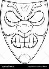 Angry Mask Drawing Aggressive Vector Artistic Comedy sketch template