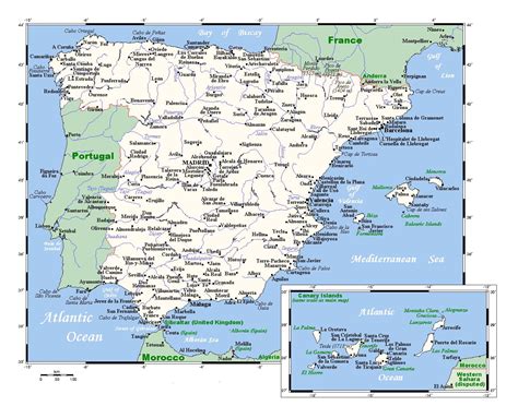 map  spain cities major cities  capital  spain