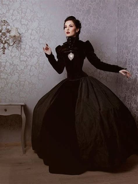 gothic victorian black velvet gown dress for steamgoths
