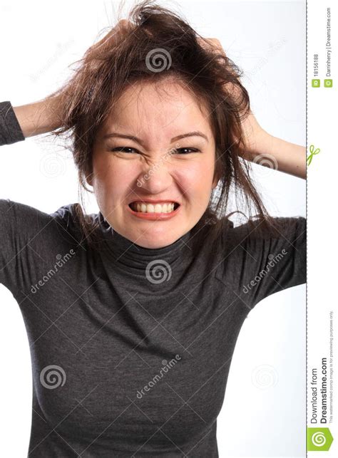 Angry And Frustrated Woman Pulls Her Hair Out Royalty Free