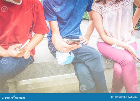 young children posting  social media  pandemic stock image