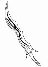 Espada Curved Openclipart Dagger Monochrome Shield Monocromo Proteger Curva Linea Cuchillo Daga sketch template