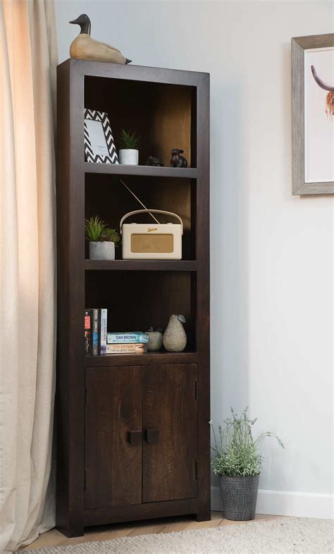 solid mango wood corner bookcase casa bella fine indian