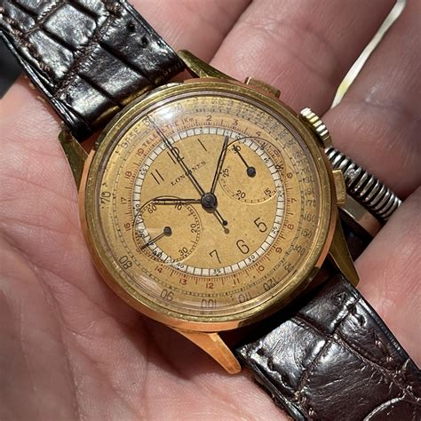 vintage watches cars watches longines  zn chronograph kt solid gold