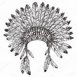 Headdress Indian Native American Drawing Coloring Vector Tattoo Stock Pages Getdrawings Royalty Sketch sketch template