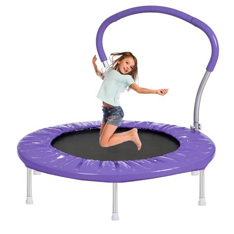 purple mini fitness trampoline  kids rebounder trampoline  padding springs elastic
