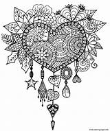 Relax Coloring Zentangle Adult Valentines Pages Heart Printable sketch template