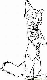 Nick Wilde Coloring Zootopia Pages Color Pdf Cartoon Coloringpages101 Printable Resolution sketch template