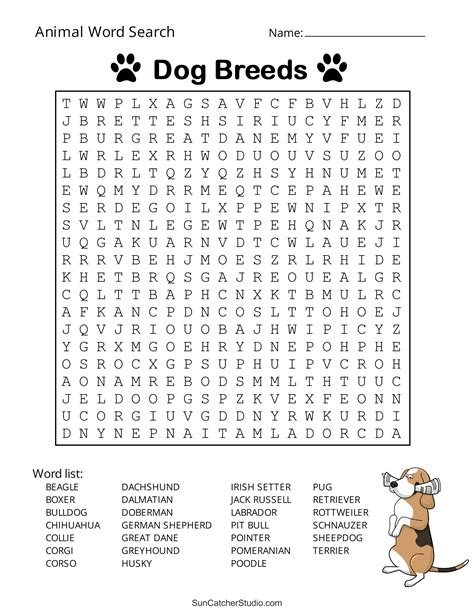 animal word search  printable dog pet dinosaur puzzles diy