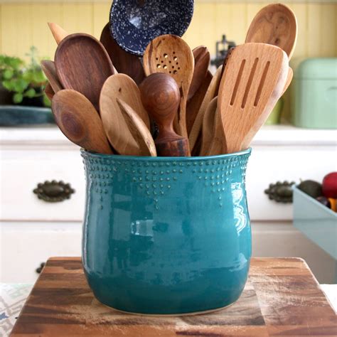 extra large kitchen utensil holder  colors green blue
