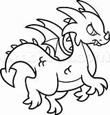Dragon Simple Drawing Draw Cartoon Step Dragons Dragones Para Imágenes Head Little Colorear Dragón Discover sketch template