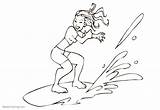 Coloring Surfboard Girl Surfing Pages Surfer Printable Kids Getdrawings Color sketch template