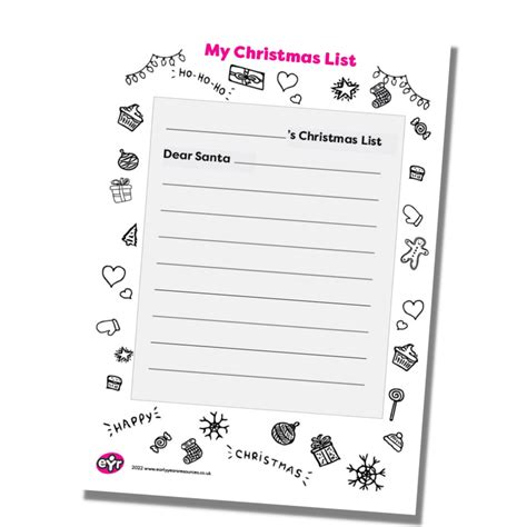 christmas list downloadables  early years resources uk