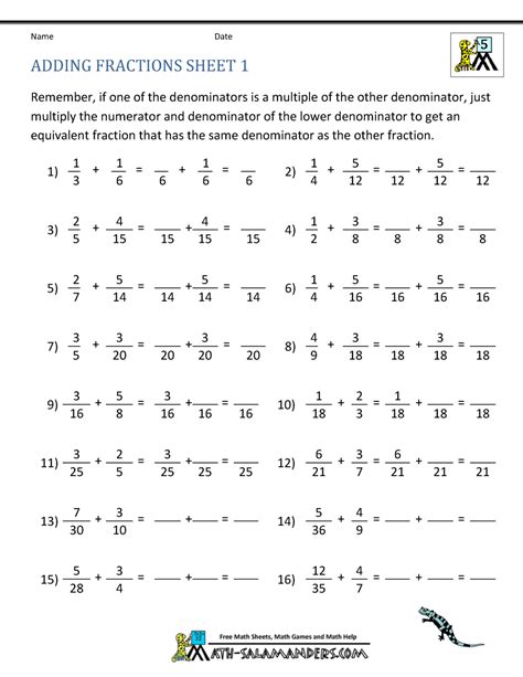 adding fractions  common denominator