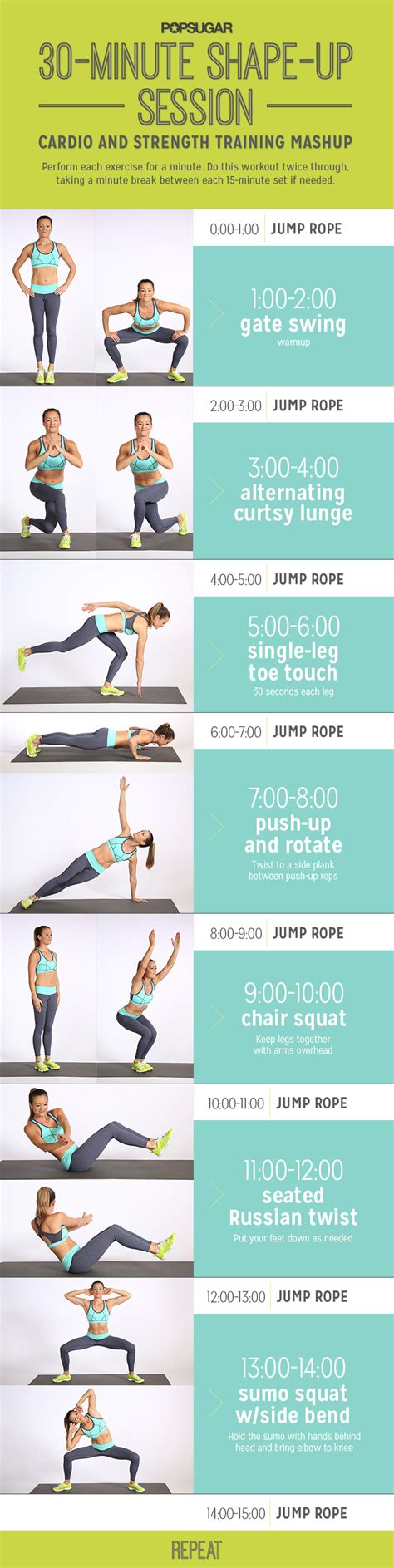 printable workout 30 minutes cardio and strength training