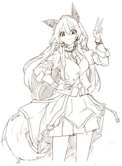 anime art kawaii cutegirl fox kitsune drawing anime character design
