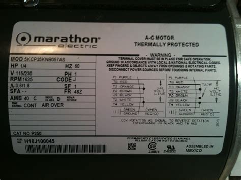 marathon electric ac motor wiring