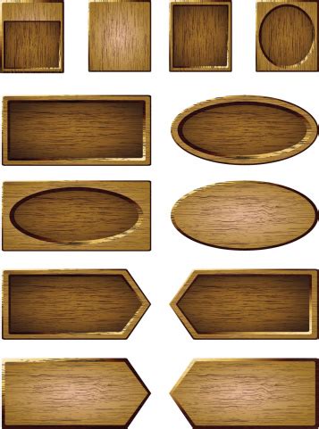 set  twelve customizable wooden board templates stock illustration