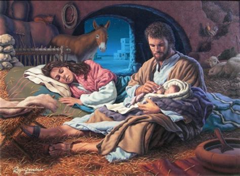 st joseph holding baby jesus mary sleeping inthevanmeaning
