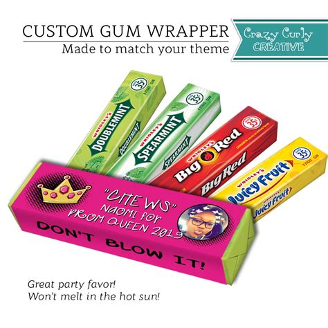 prom queen campaign hand  custom gum wrapper printable etsy