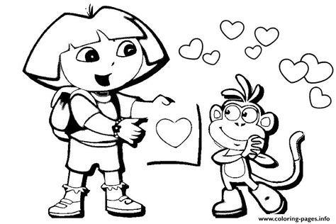 dora  boots valentine  coloring page printable
