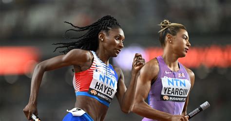 usa disqualified from women s 4x400 relay for illegal pass at 2023
