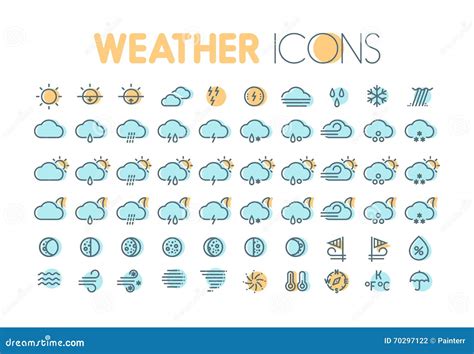 weather icons weather forecast symbols  elements stock vector