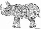 Coloring Rhino Pages Zentangle Adults Printable Color Book Print Info sketch template