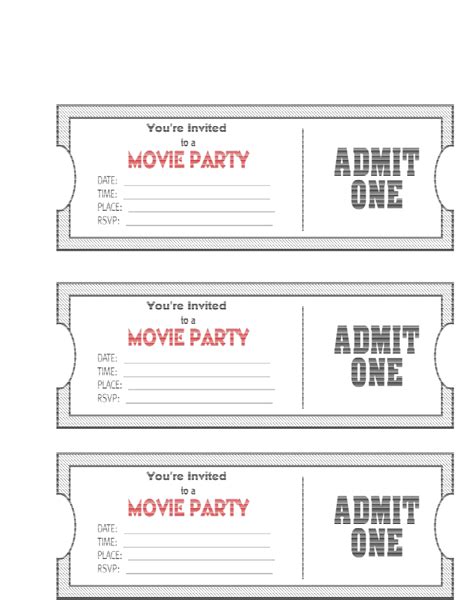printable  ticket template