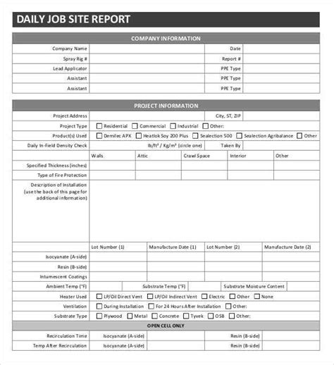 job site daily report template