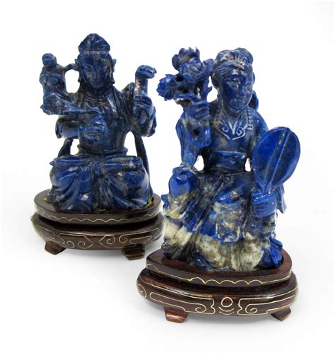 lot 472 two carved lapis lazuli figures of goddesses