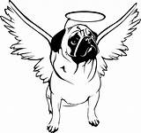 Pug Coloring Pages Cute Drawing Puppy Baby Outline Angel Printable Clipart Vector Pugs Dog Perro Dogs Tattoo Clip Mops Colouring sketch template