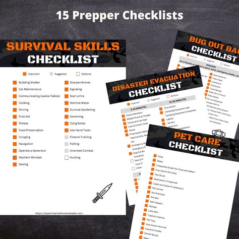 downloadable printable  prepper checklists instant  etsy