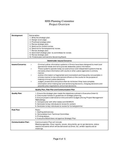 standard project overview template