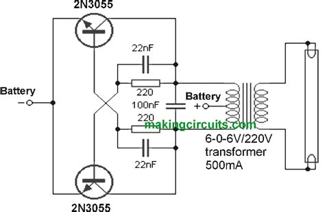 simple  watt fluorescent tube emergency light circuit