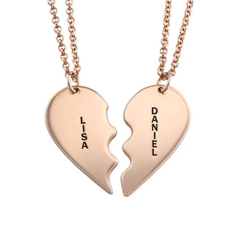 broken heart necklace for couples in 18ct rose gold plating myka