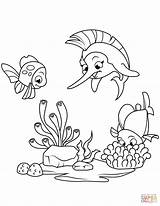 Coloring Coral Fish Marlin Pages Printable sketch template