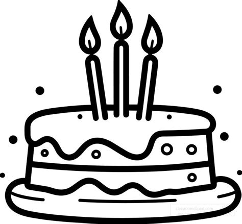black white outline clipart birthday cake  candles black outline