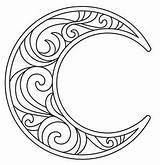 Moon Crescent Coloring Drawing Pages Patterns Wood Burning Color Stencil Adult Celtic Pyrography Tumblr Embroidery Stencils Pattern Printable Urban Threads sketch template