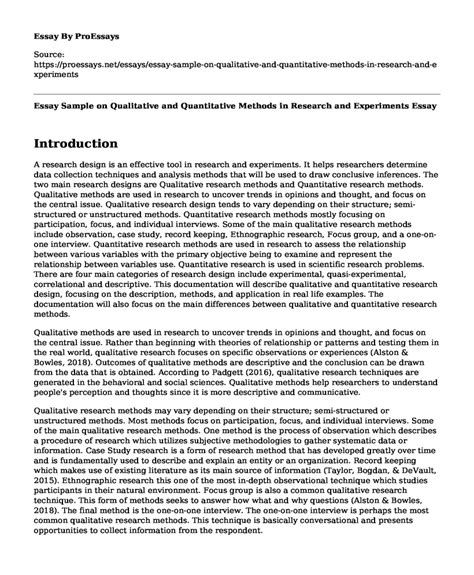essay sample  qualitative  quantitative methods  research