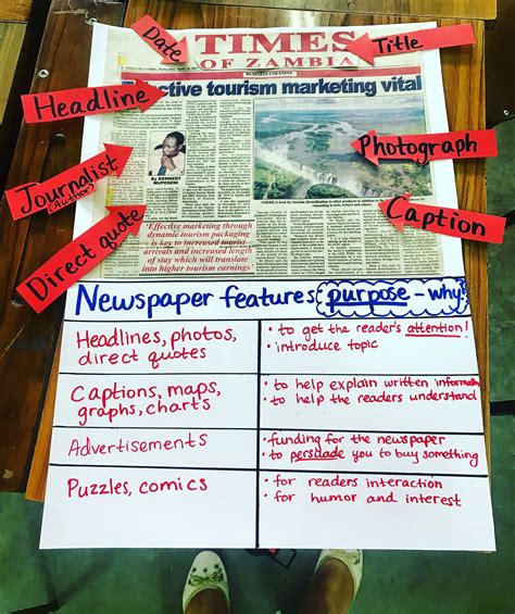 newspaper features anchor chart english newspaper articles school
